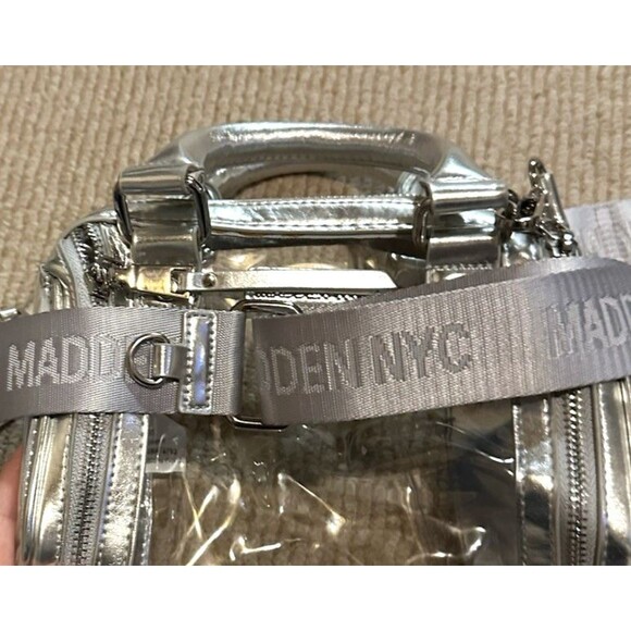 Madden NYC Clear & gray Stadium barrel bag Crossbody removable strap + handles - Picture 5 of 16